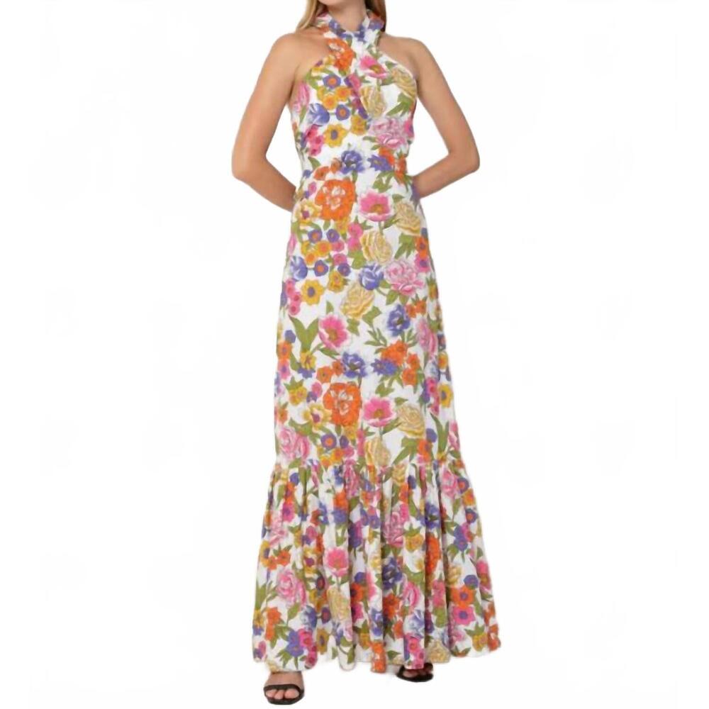 NEW S/W/F crossover halter maxi dress in spring floral